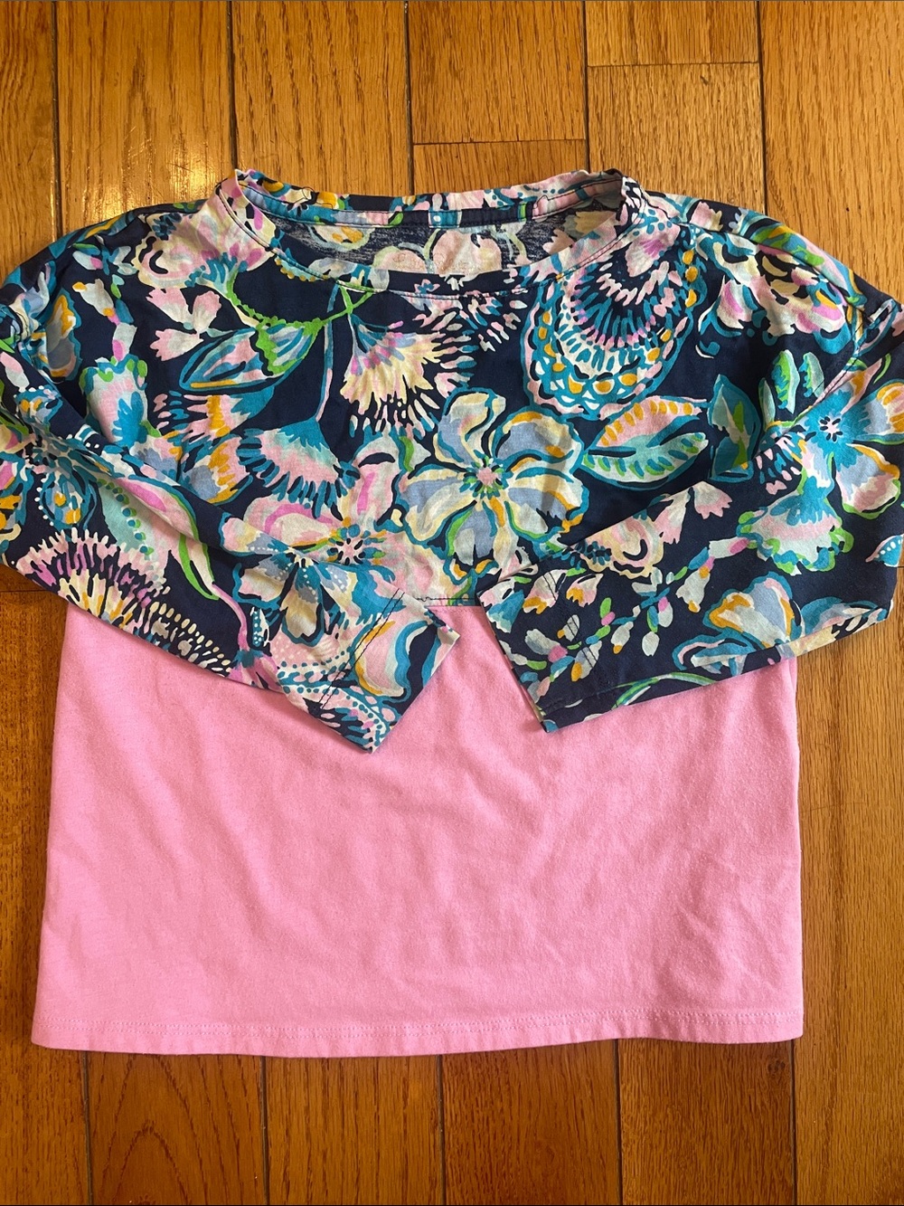 Lilly Pulitzer Navy Floral & Pink Long Sleeve Tee